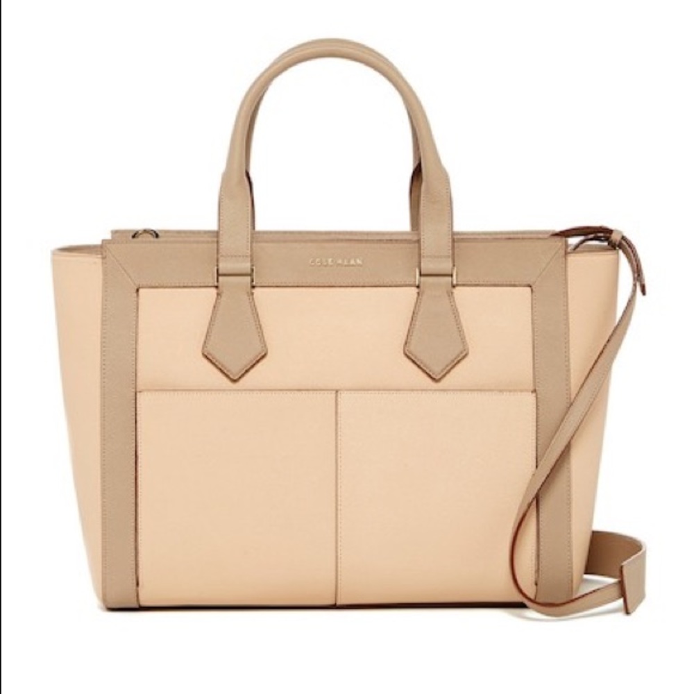 Cole Haan Eva II Leather Tote in Nude/ Maple Sugar